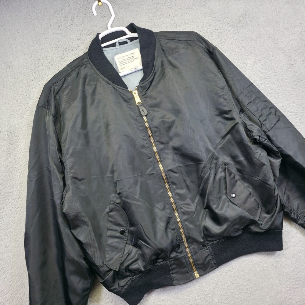 Military Flyers Flight Jacket Mens 2XL Black Bomber Lightweight Airforce Aviator